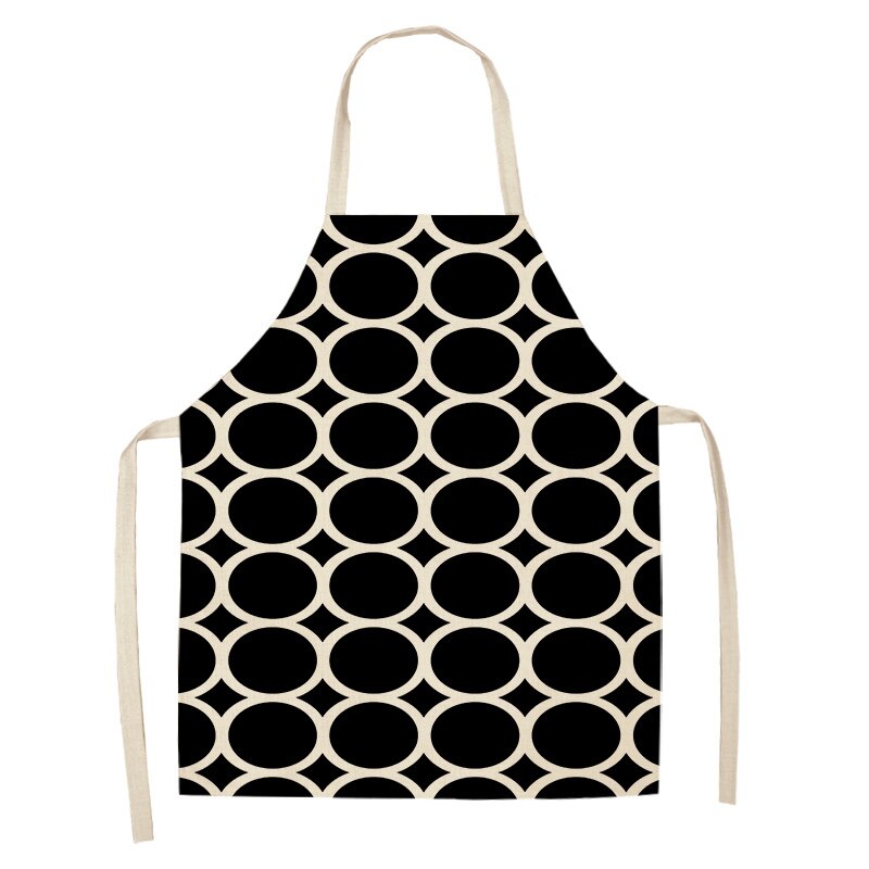 1 stuk zwart-wit geometrisch keukenschort voor vrouwen en mannen thuis koken bakken winkel schoonmaken katoenen linnen slabbetjes 53*65cm g1006: J