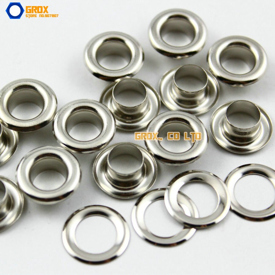 500 sæt 13*7*5.5mm ( ydre diameter * indre diameter * højde) sølv rund øjetømring