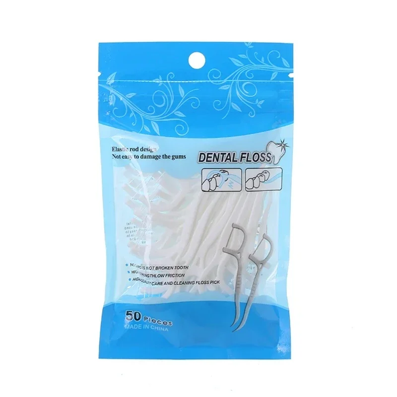 50/100 Uds. Palillos de hilo Dental, palillos de dientes, limpieza Dental, cepillo Interdental, herramienta de cuidado de higiene bucal: Castaño