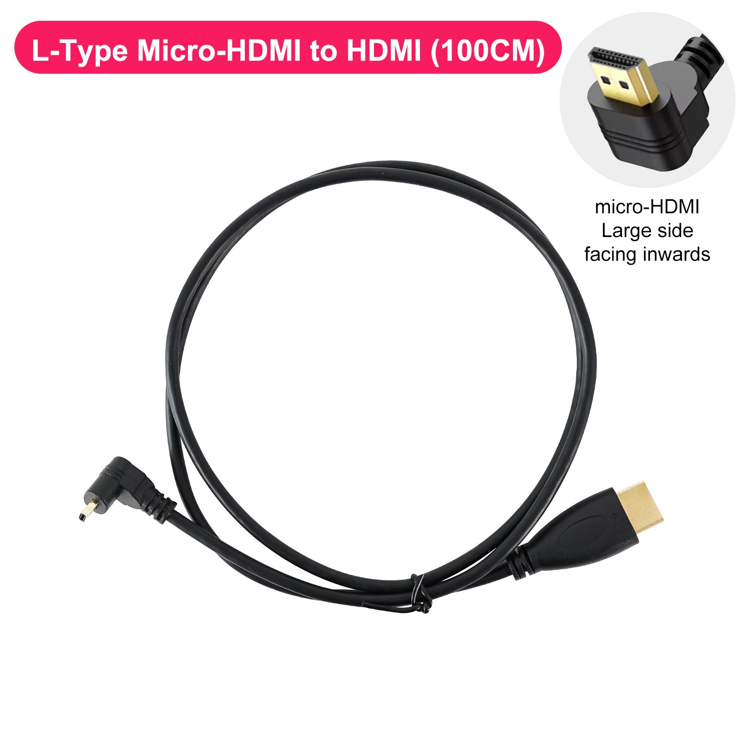 Raspberry Pi 5/4B Micro-HDMI to HDMI Cable Display Adapter 30CM 100CM 150CM Length Optional Support Dual HD 4K Video 1080P 240Hz: black
