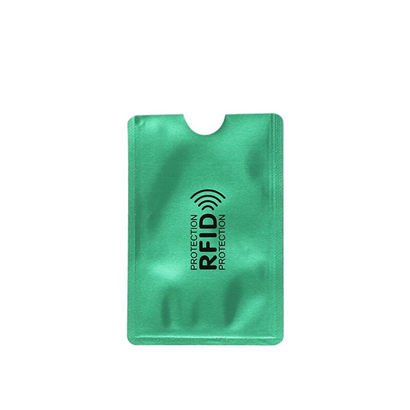 10 st anti-degaussing rfid aluminiumfolie kortuppsättning bankkort id-kort stöldskyddsläsare manlig kvinnlig korthållare skydd: Grön