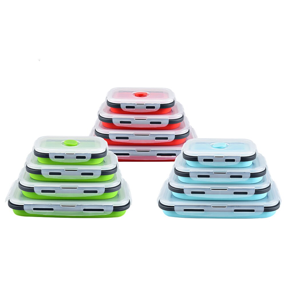 Siliconen Lunch Box Set Bento Voedsel Prep Opvouwbare Magnetron Diner Opslag Containers Houden Verse: 12pcs