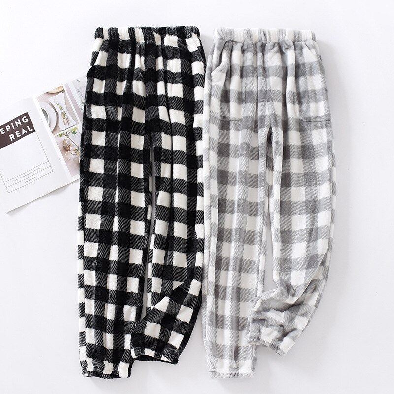 Pyjama long pour homme et femme, pantalon en flanelle, doux et , vêtement de maison, idéal pour l'hiver