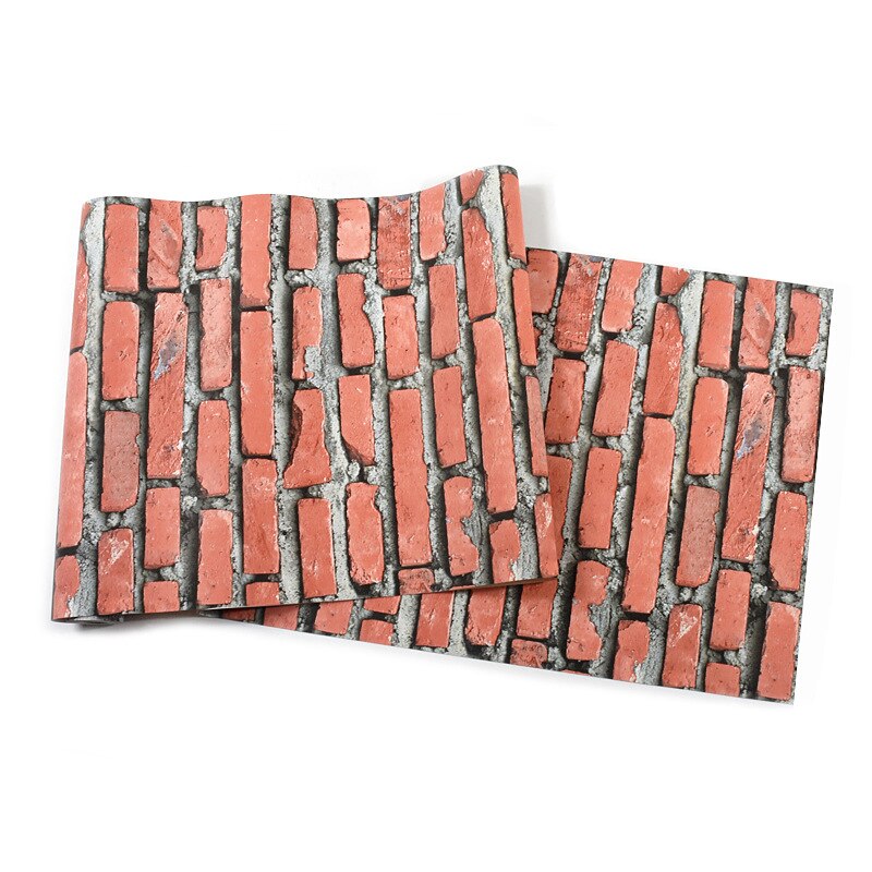 Vintage Huai Old 3D Simulation Brick Pattern Red Brick Brick Wallpaper Cafe Bar Restaurant Red Brick Wallpaper