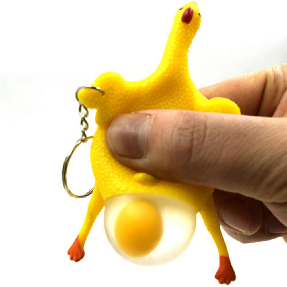 antistress Funny Tricky Chicken Toy Ventilation Hen Egg Keychain Stress Relieving