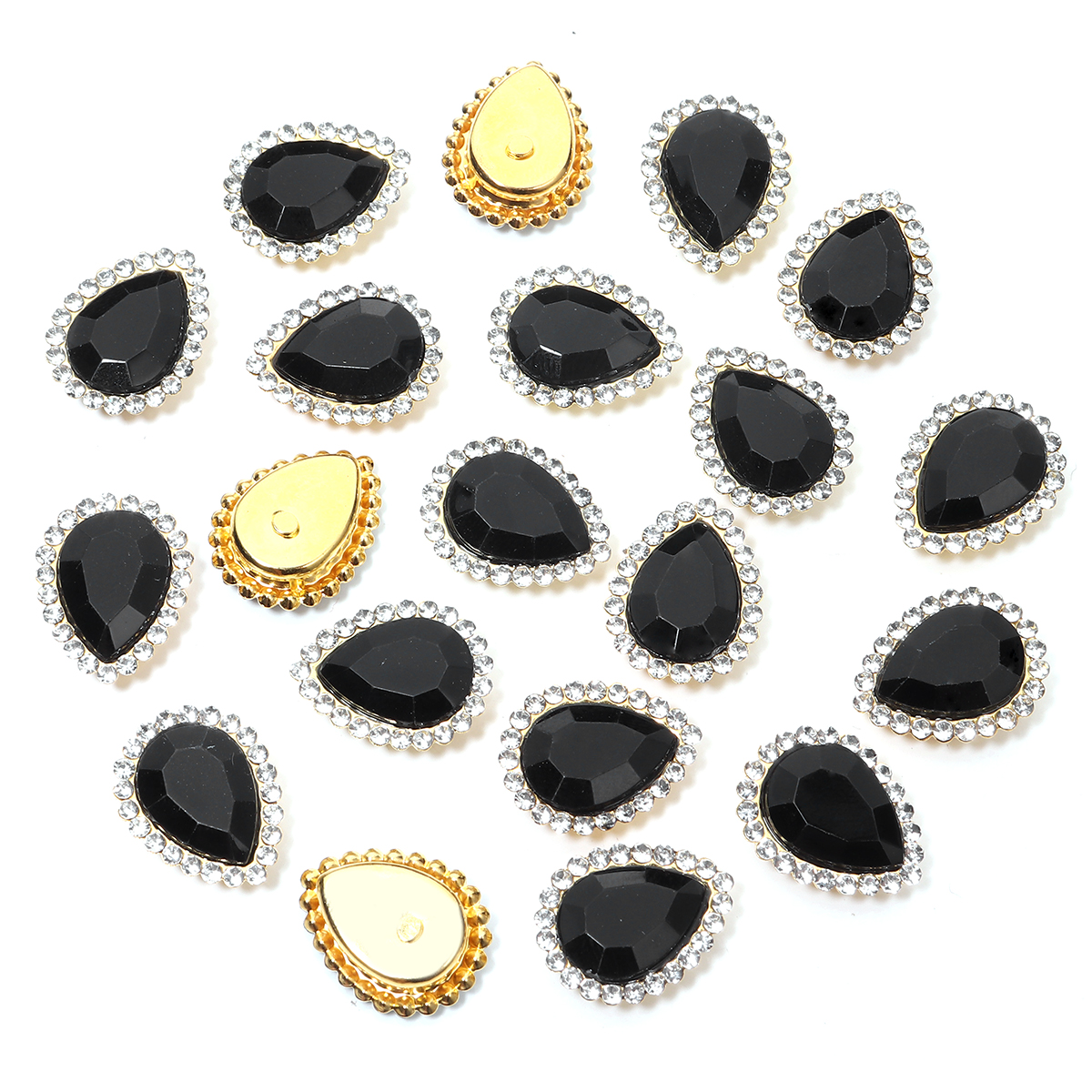 20 piezas forma de gota de agua de girasol, garra de costura, diamantes de imitación, cristales, cuentas de vidrio, botones, piedras para coser, diamantes de imitación para coser ropa: Blanco