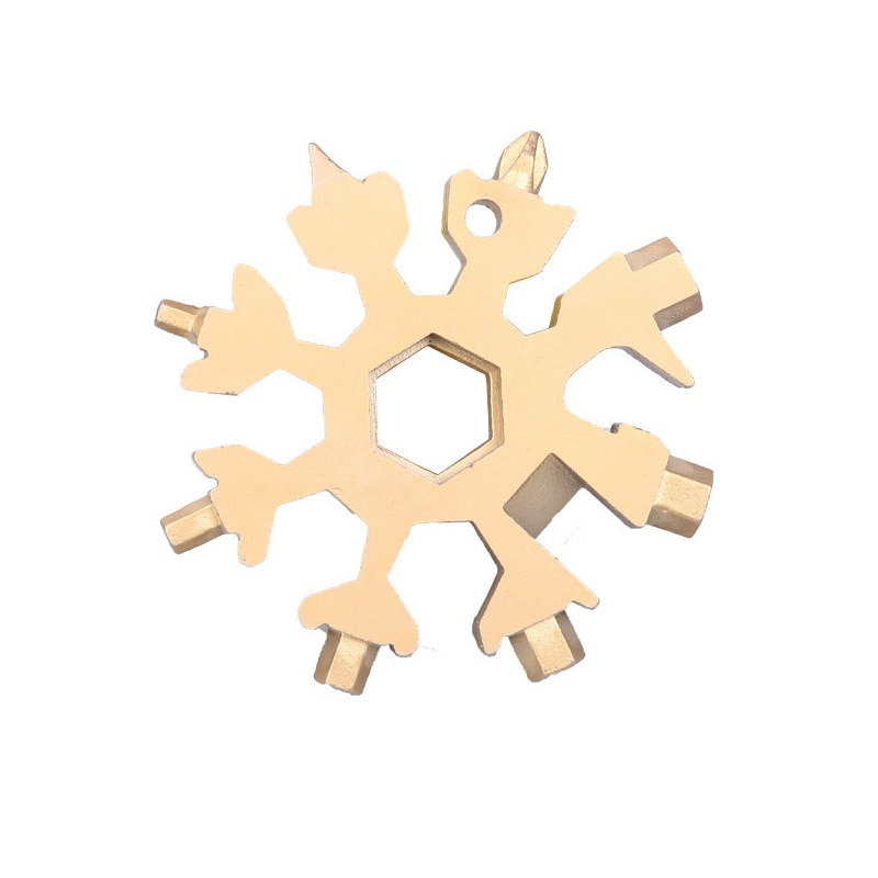 Snowflake Snow Wrench Tool Bike Bicycle Repair Tools Survival Camping Hiking Outdoor Tools Accessories Multitool Bottle Opener: Rose Gold