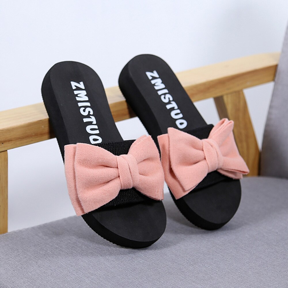 Schoenen Vrouw Huis Slippers Vrouwen Zomer Casual Vrouwen Schoenen Boog Platte Sandalias Strand Slippers Effen Тапочки Zapatos De Mujer