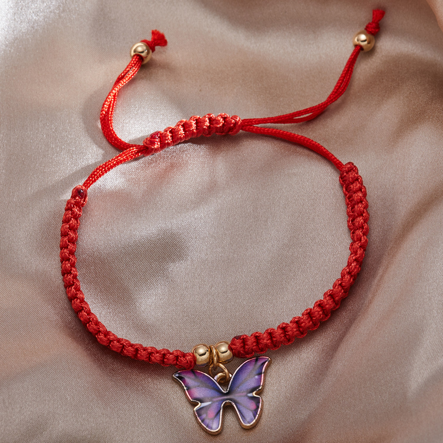 Colorul Cute Butterfly Bracelet for Women Charm Bracelet Adjustable Red Rope Chain Anklet Children Girl Jewelry