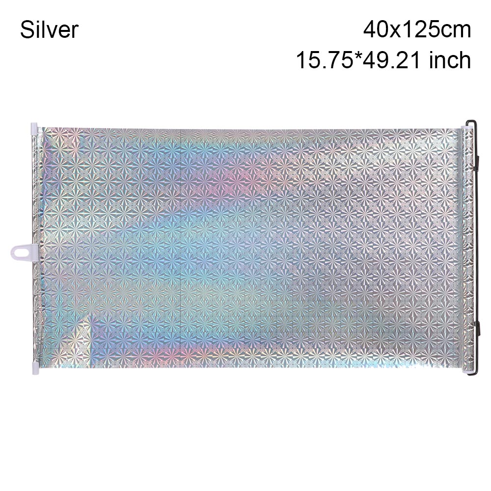 Automobile Automatic Roller Blind Sunshade Front Car Interior Retractable Windshield Shade Visor SUV Window Folding Block Cover: Silver 40x125cm