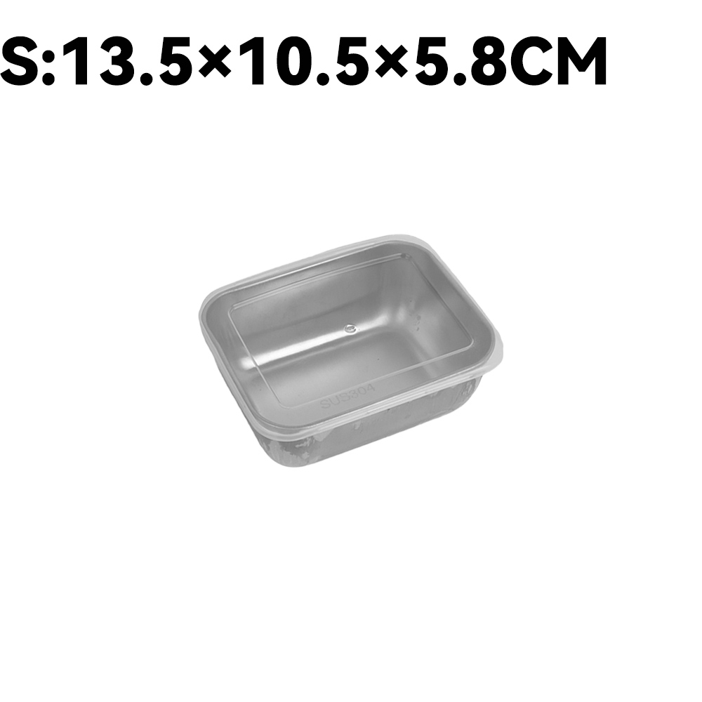 Caja de almacenamiento de alimentos de acero inoxidable, caja de mantenimiento fresco, tapa rectangular, fideos de salchicha, plato de fruta con tapa, contenedor de almacenamiento de alimentos: Negro