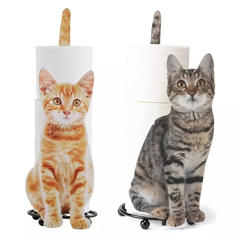 Portarrollos de papel higiénico de gato negro, accesorios de cocina para baño, estante de almacenamiento de pañuelos, rollo de hierro fundido, decoración, novedad