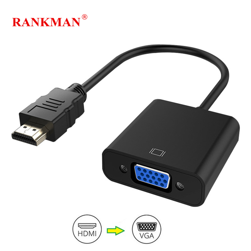Rankman HDMI zu VGA Adapter Konverter mit Audio- Energie Linie HDMI2VGA Kabel 1080P für PC Laptop DVD TV Projektor Monitor TV-Kasten