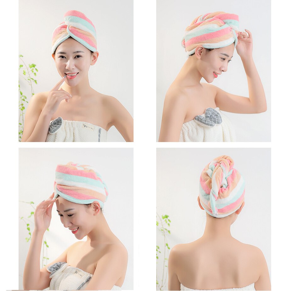 2pc mikrofiberhårhanddukar för kvinnor lockigt hår spa turban snabbtorkande handduk badduschmössa snabbtorkande handduk för huvudet