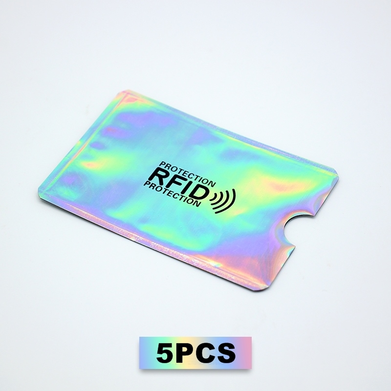 5 adet taşınabilir Anti RFID kredi kart tutucu banka kimlik kartı kapak tutucu kimlik koruyucu kılıf iş kart tutucu F094: flash silver