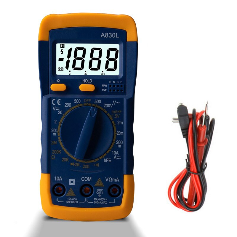 Junejour  an8205c digitalt multimeter amperemeter / voltmeter ac lcd baggrundslys bærbart termoelement multimeter: A830l blå