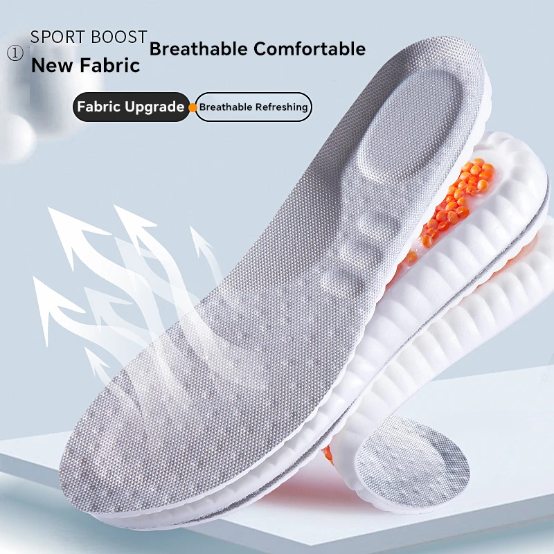 1Pair Air Cushion Sport Insoles Full for Feet PU Sole Soft Breathable Shock Absorption Running Shoes Pad for Arch Support Insole