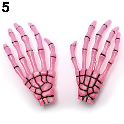 Épingle à cheveux à patte en crâne, Punk, épingle à cheveux exagérée, os, griffes de main, ornements capillaires un, tendance nouveauté: pink 5