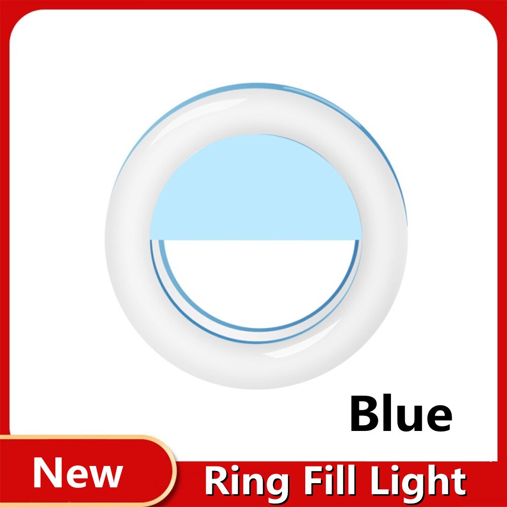 Roreta New LED Ring Flash Selfie Light telefono portatile LED lampada Selfie anello luminoso Clip per Smart Phone live: Blue