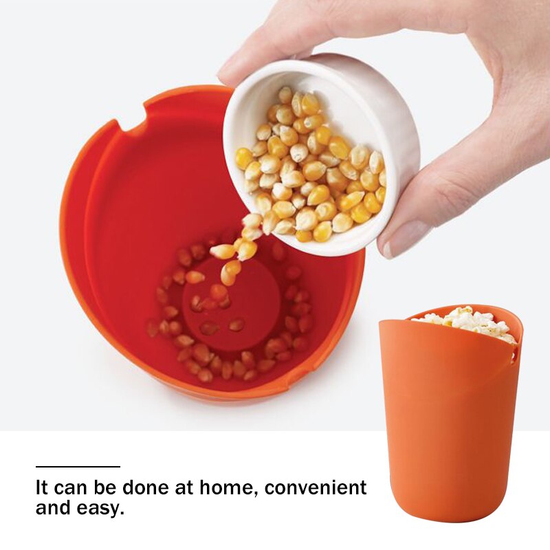 Foldable Silicone Popcorn Bucket Popcorn Bowl Food Grade Round Snack Storage Popcorn Bucket Microwave Available