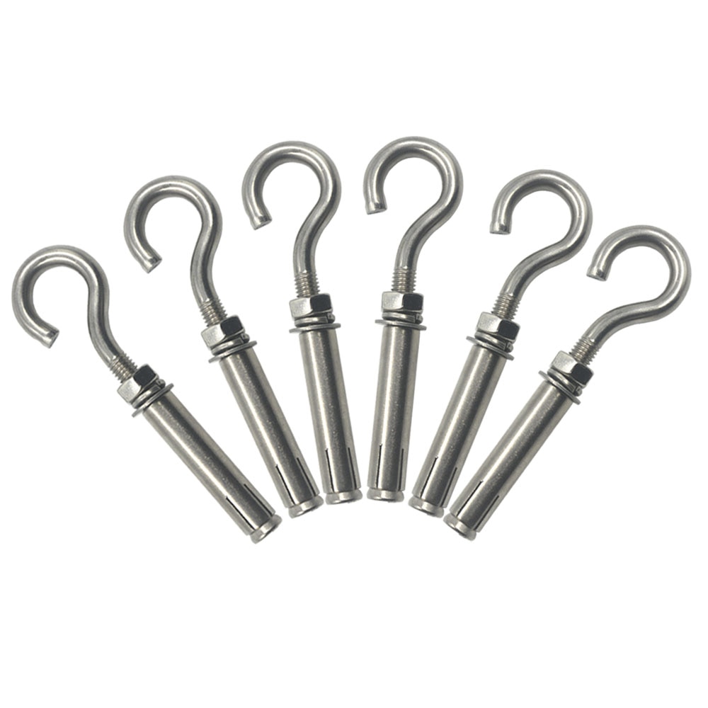 6-Pack 304 Stainless Steel Open Cup Hook Expansion Screw Bolts M8 x 110mm