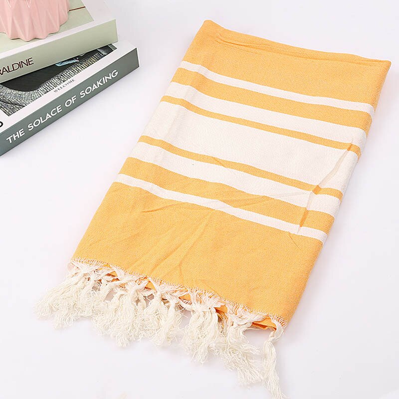 Turkish Tassel Bath Towel for Women Adult Beach Towels Summer Shawl Sunscreen Tassel Tapestry 100x180cm Bath Towel Towel: orange stripe