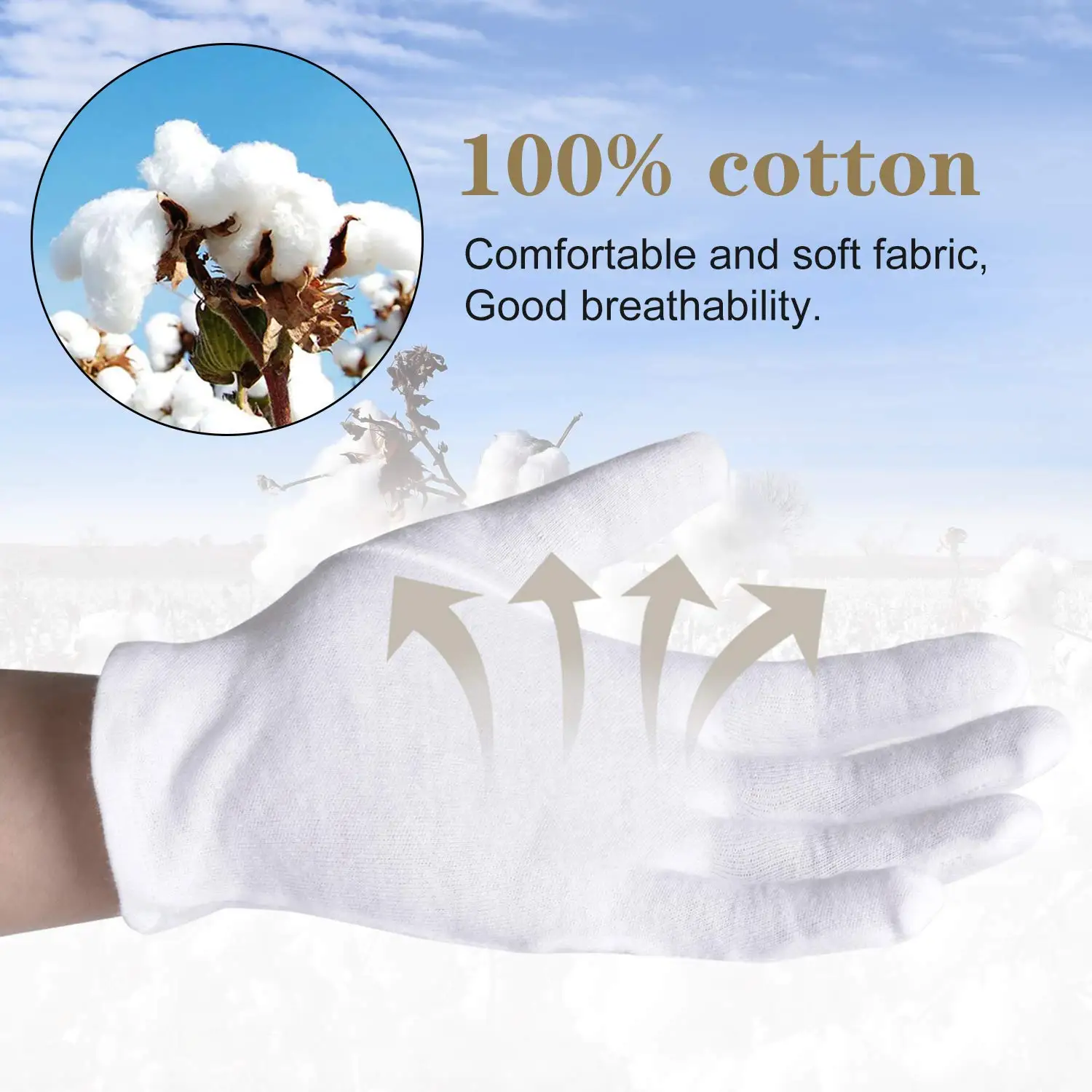 Guantes de trabajo de algodón blanco para manos secas, película de manipulación, guantes de SPA, guantes ceremoniales de alto estiramiento, herramientas de limpieza del hogar