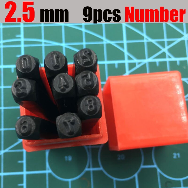 Matrice en acier En Métal Estampage kit Outil de Poinçon Numéro Lettre Alphabet Timbres Outils BIJOUX À BRICOLER SOI-MÊME En Métal Argenté Or En Cuir LOGO TIMBRE: 2.5mm Number
