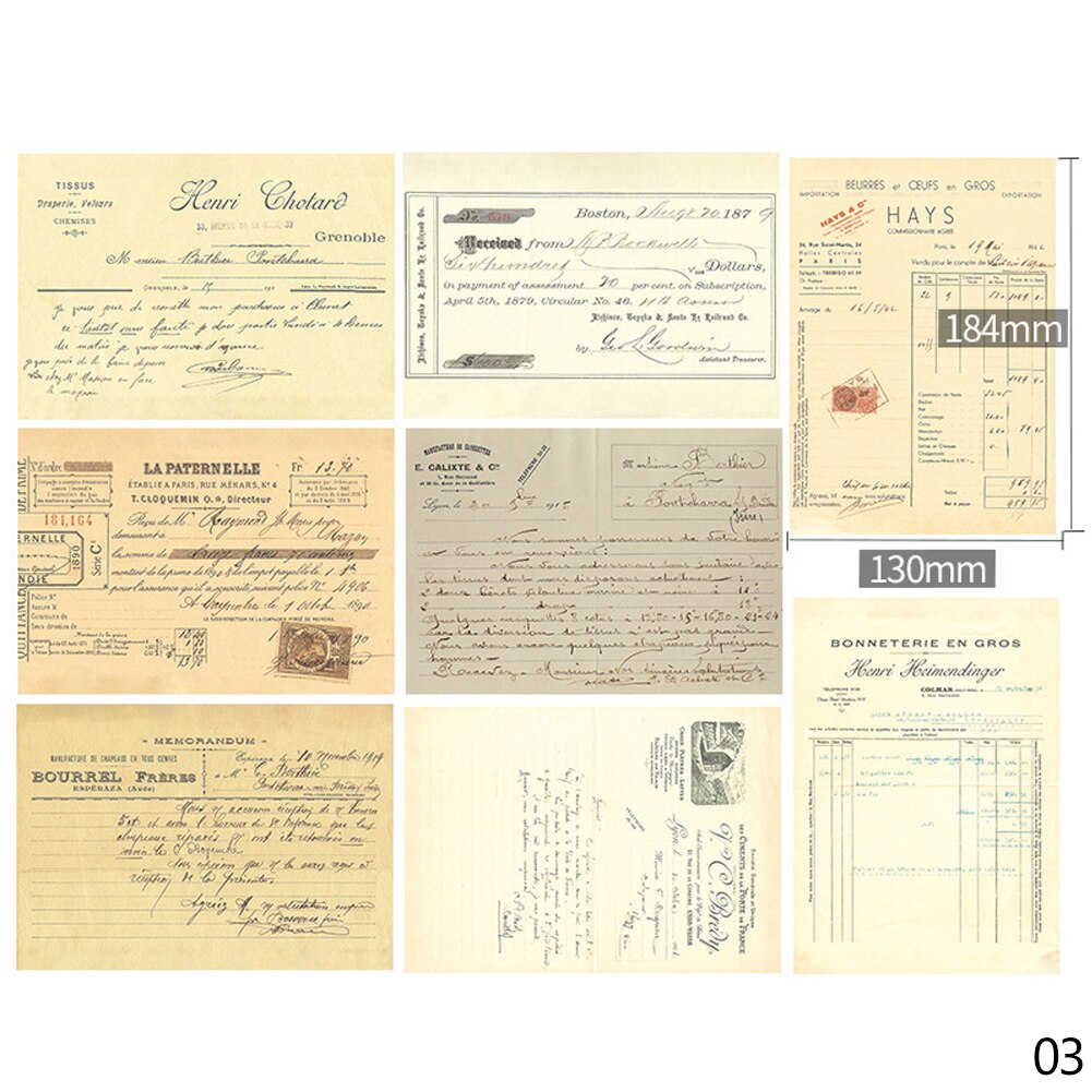 Retro Style English Handwriting Paper Set Photography Props Shooting Background Card Fotografia Backdrop Jewelry Decoration: 03