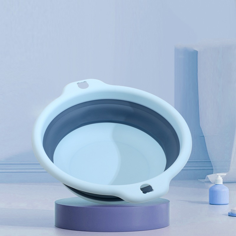 Portable Foldable Laundry Basin Plastic Travel Folding Wash Basin Safe Durable Foldable Wash Basin Bathroom Household Supplies: green
