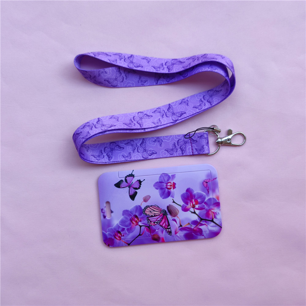 Farfalla modello cartone animato ID porta carte di credito studenti Bus Card Case cordino visita porta identità Badge Card Cover