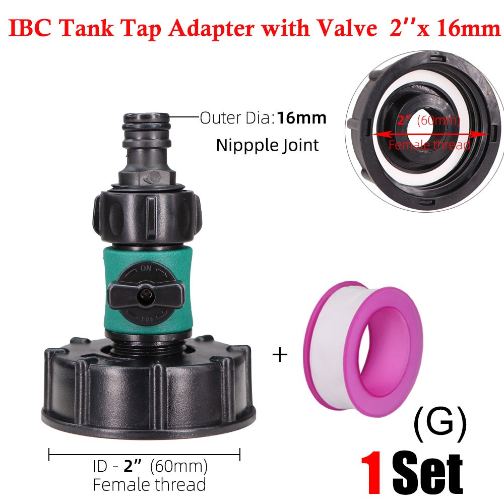 Durable IBC Tank Tap Adapter S60*6 Coarse Thread to 1/2'' 3/4'' 1" 16mm Faucet Valve Fitting Garden Home Connectors Irrigation: Gx1set