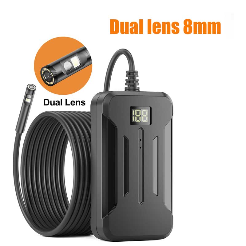 Cámara endoscópica WiFi 1080P HD, lente Dual, impermeable, Cable rígido, inspección de tuberías, boroscopio Industrial para comprobar el coche: Morado / 5 m
