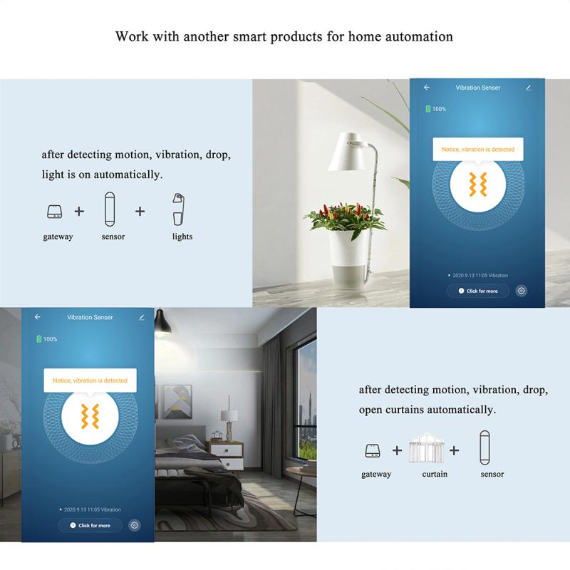 Zigbee Wireless Smart Vibration Sensor Intelligent Detection Alarm Home Security System SmartLife Control