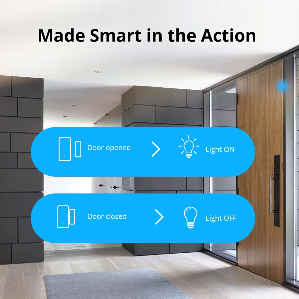 SONOFF Wifi Door Sensor DW2, Smart Wireless Door Window Sensor, No Hub Gateway Required, eWeLink App Alarm Smart Home Security