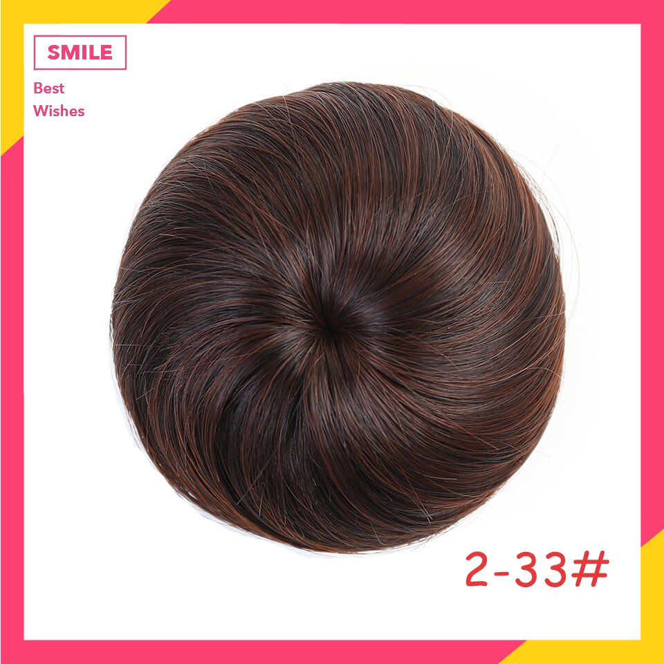 HUAYA Synthetic Straight Bun Hair Chignon Donut Roller Elastic Drawstring Hair Extensions Bun Heat Resistant Fiber Hairpieces: 2-33