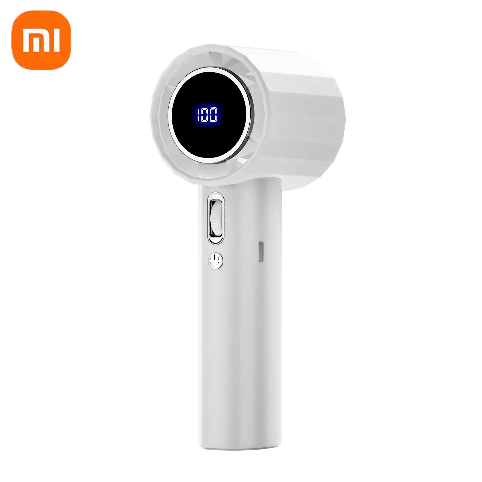 Xiaomi draagbare handventilator 100% windsnelheid, verstelbaar USB-opladen, mini draagbare turbo, duurzame hogesnelheidsventilator voor buiten: WIT