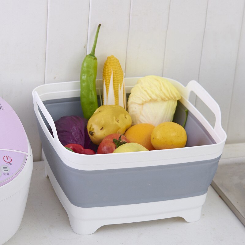 Foldbar vask afløbskurv bærbar sammenklappelig spand multifunktionel udendørs rejse håndvask grøntsager frugt bassin spand