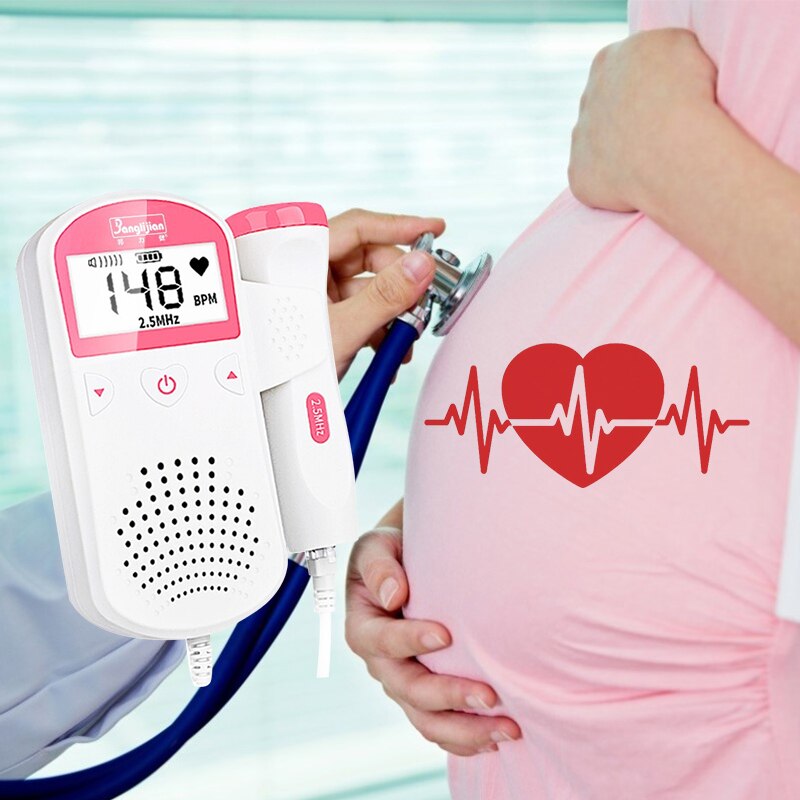 Bærbar hjemme graviditet baby hjerteslag detektor monitor til gravide kvinder 2.5m lcd display uden stråling føtal doppler