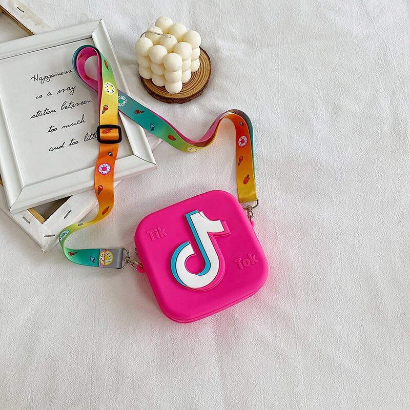 Silicone Tik-Tok Children's Bags for Girls Christmas Children's Bags Coin Purse Cosmetic Bag: Red