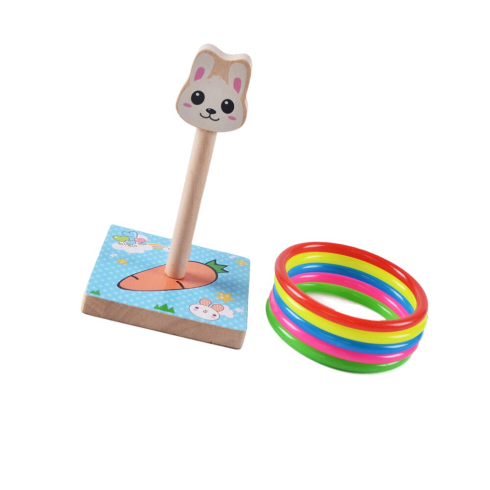 1 impostato di lancio in legno per bambini divertenti a forma di anello lanciare gioco giallo (stile canna)