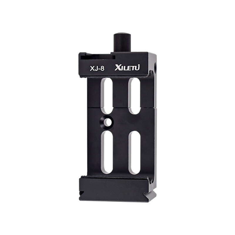 XILETU XJ-8 Tripod Head Bracket Mobile Phone Holder Clip For Phone Flashlight Microphone Clamp for Smartphone Vlog Shooting: Light Grey