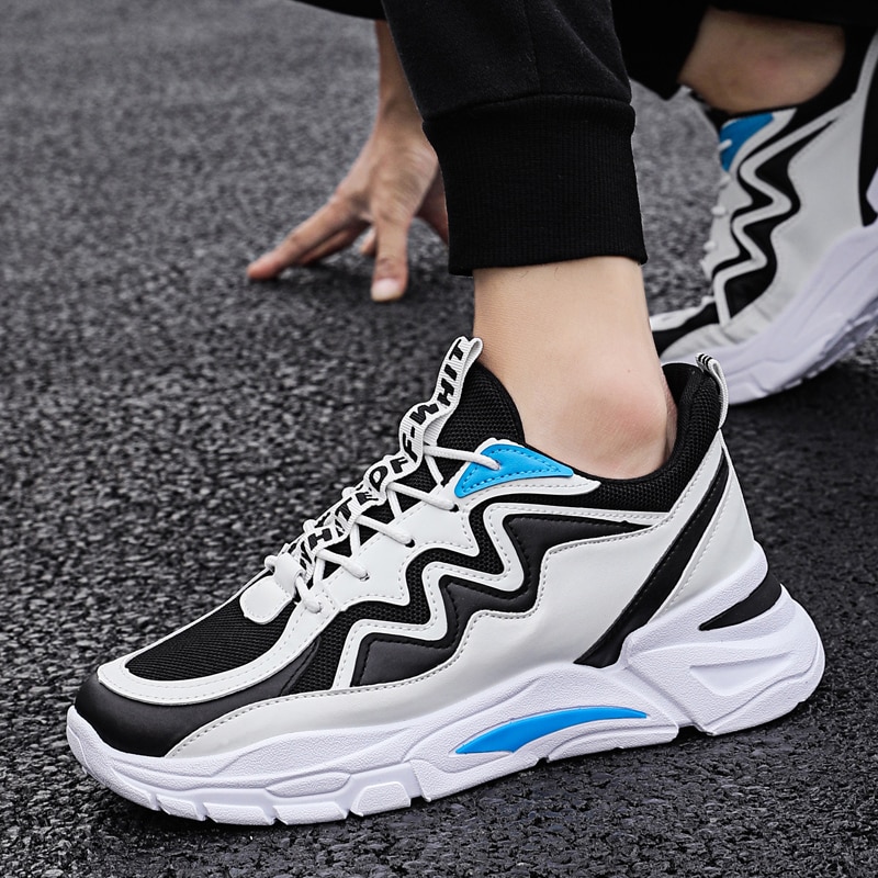 Joggesko til menn fritidssko pustende lette herresko vår høst sklisikre populære mesh herresko