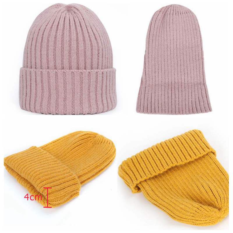 Ensfarvet uld beanie vinter bløde varme strikkede hatte til kvinder skullies beanies piger damer afslappet cap hat