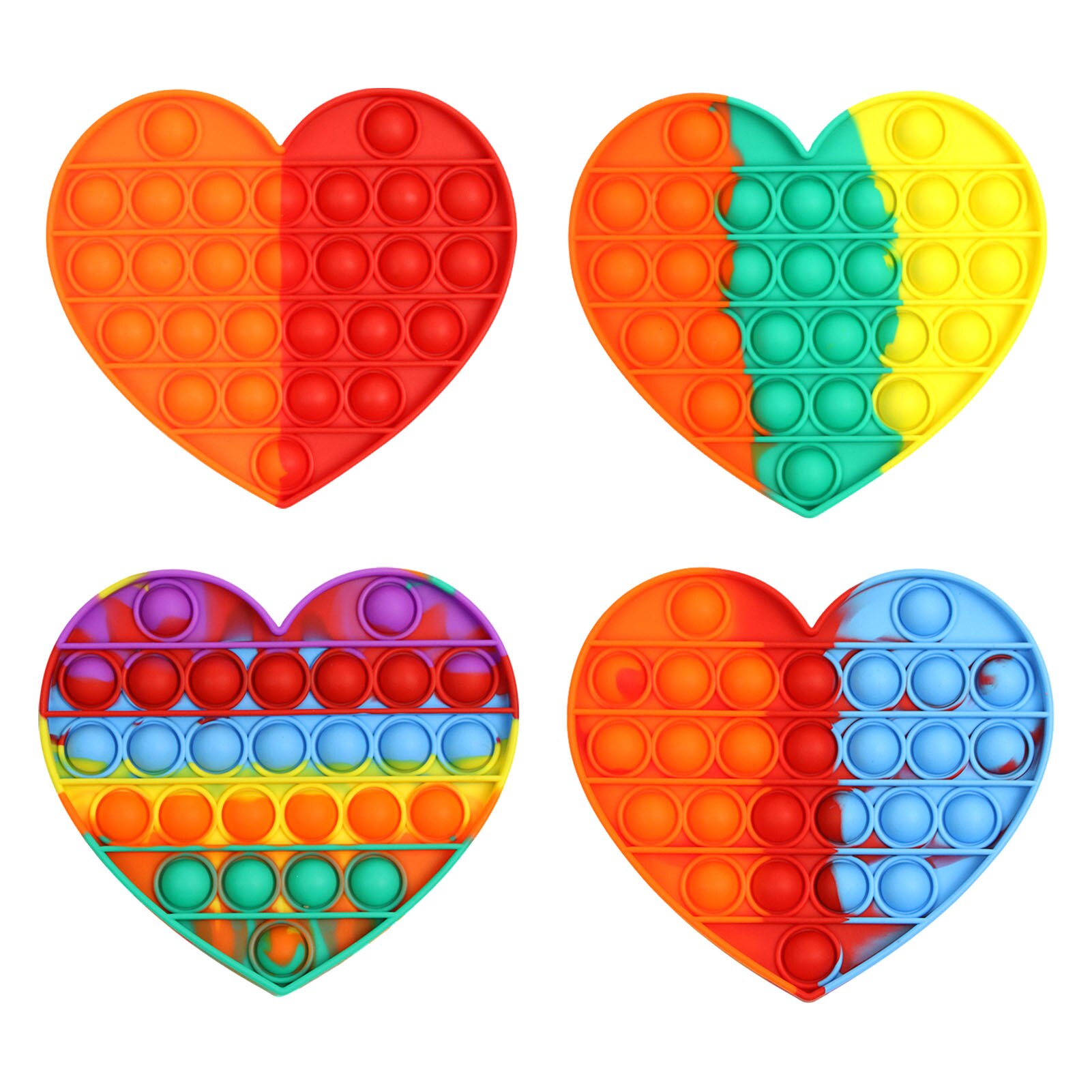 Push Bubble Fidget Antistress Toys Adult Kids Rainbow Heart Shaped Pop Fidget Sensory Toy Autism Special Needs Stress Reliever
