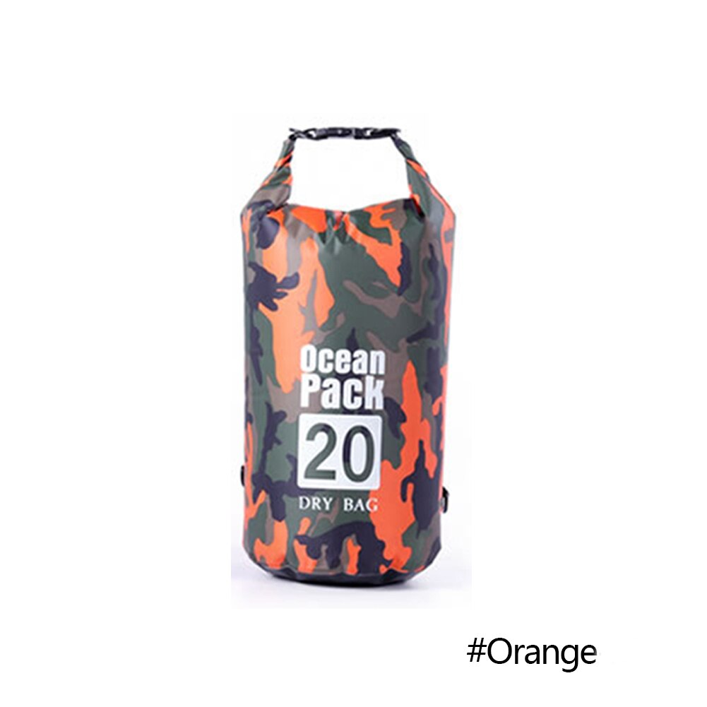 Bolsa impermeable de camuflaje para buceo, bolsa seca de almacenamiento para natación, playa, Rafting, Kayak, para exteriores, 2/5/10/20/30L: Orange / 2L