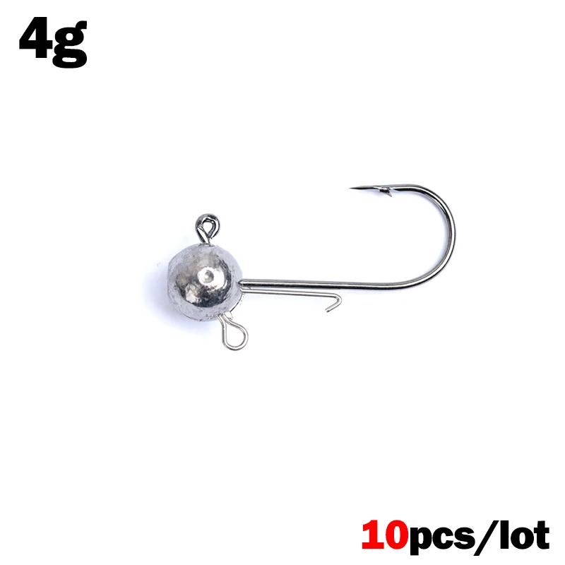 Hameçons Secondaires à Longue Tige, à Double Anneau, Boule Ronde, pour la Pêche au Ver Souple, DIY, 10 Pièces: Rouge