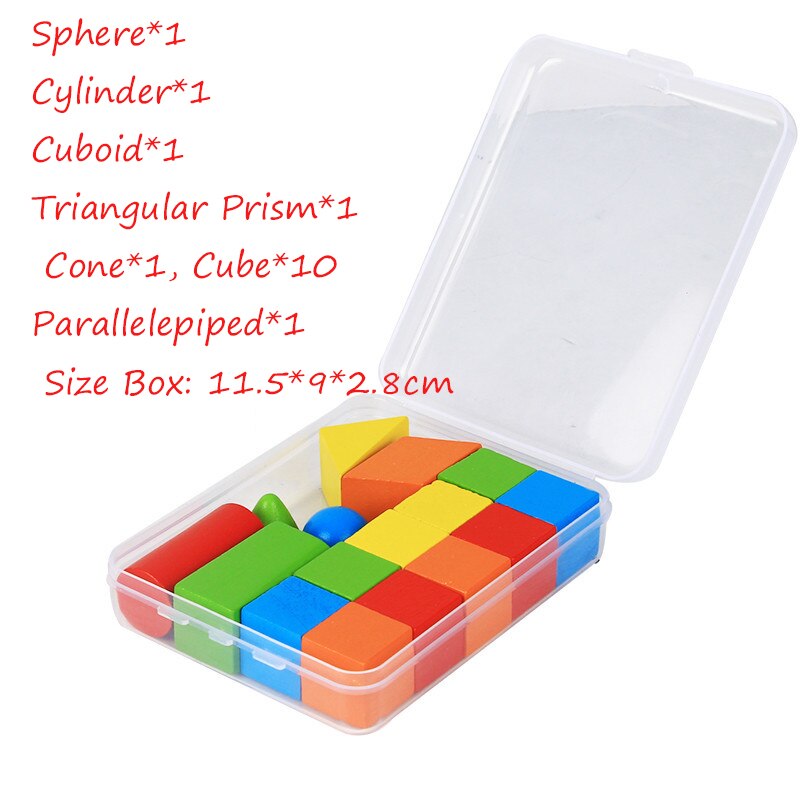 Caja de ayuda para enseñanza de matemáticas, palo de contar de madera, aritmética, figura geométrica, pieza redonda WYW, 100/50 piezas: 16pcs blocks