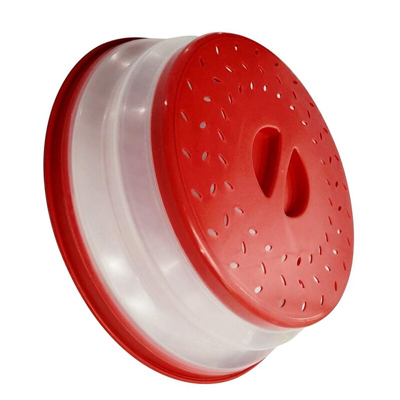 Microwave Plate Cover Food Plate Lid Cover, Plate Guard Lid with Steam Vent & Colander Strainer for Fruit (Red)