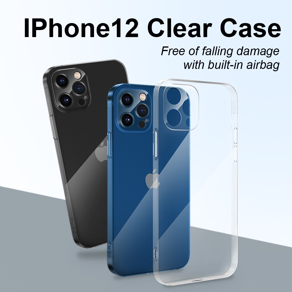 Ellie Thin Clear Back Cover Anti-Fall Soft TPU Silicone for iPhone 11 12 X XS Mini Pro Max Lightweight Phone Case